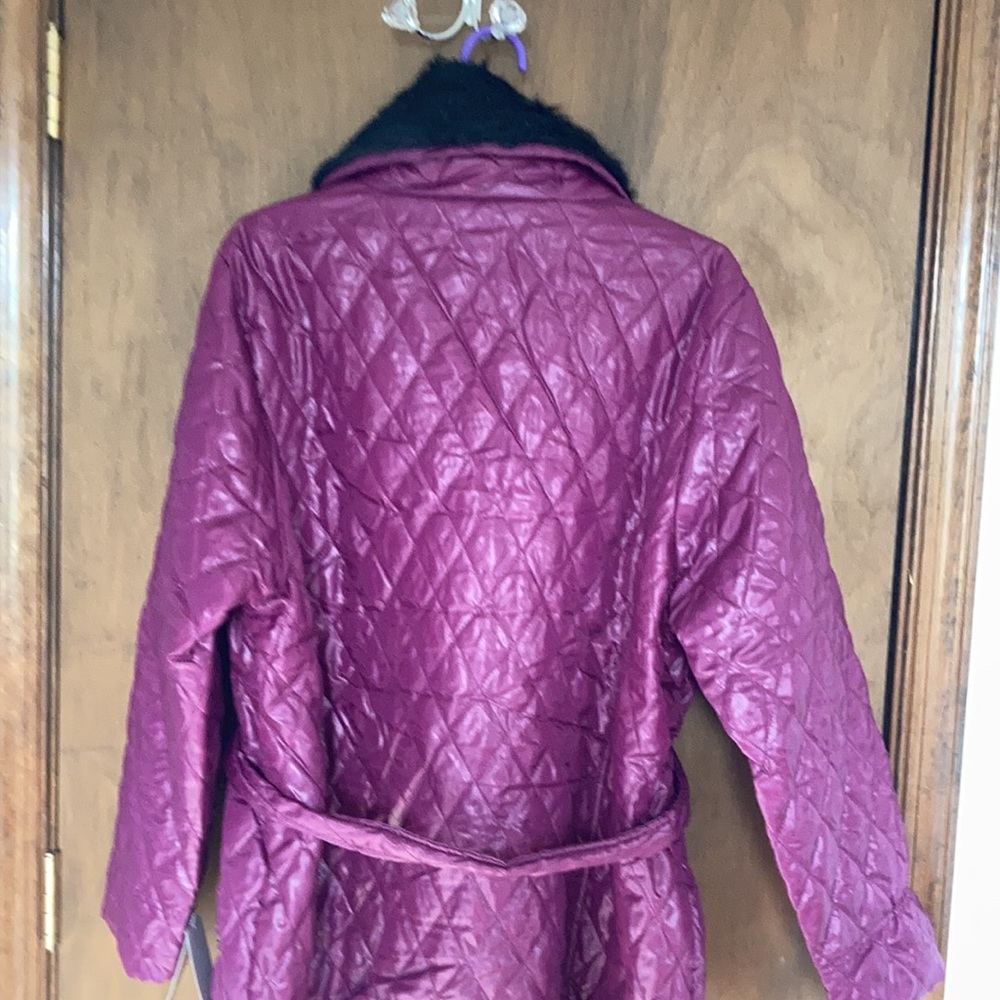 Last Chance❌ La mode plus detachable faux fur collar quilted coat w belt size 42 - Picture 16 of 16